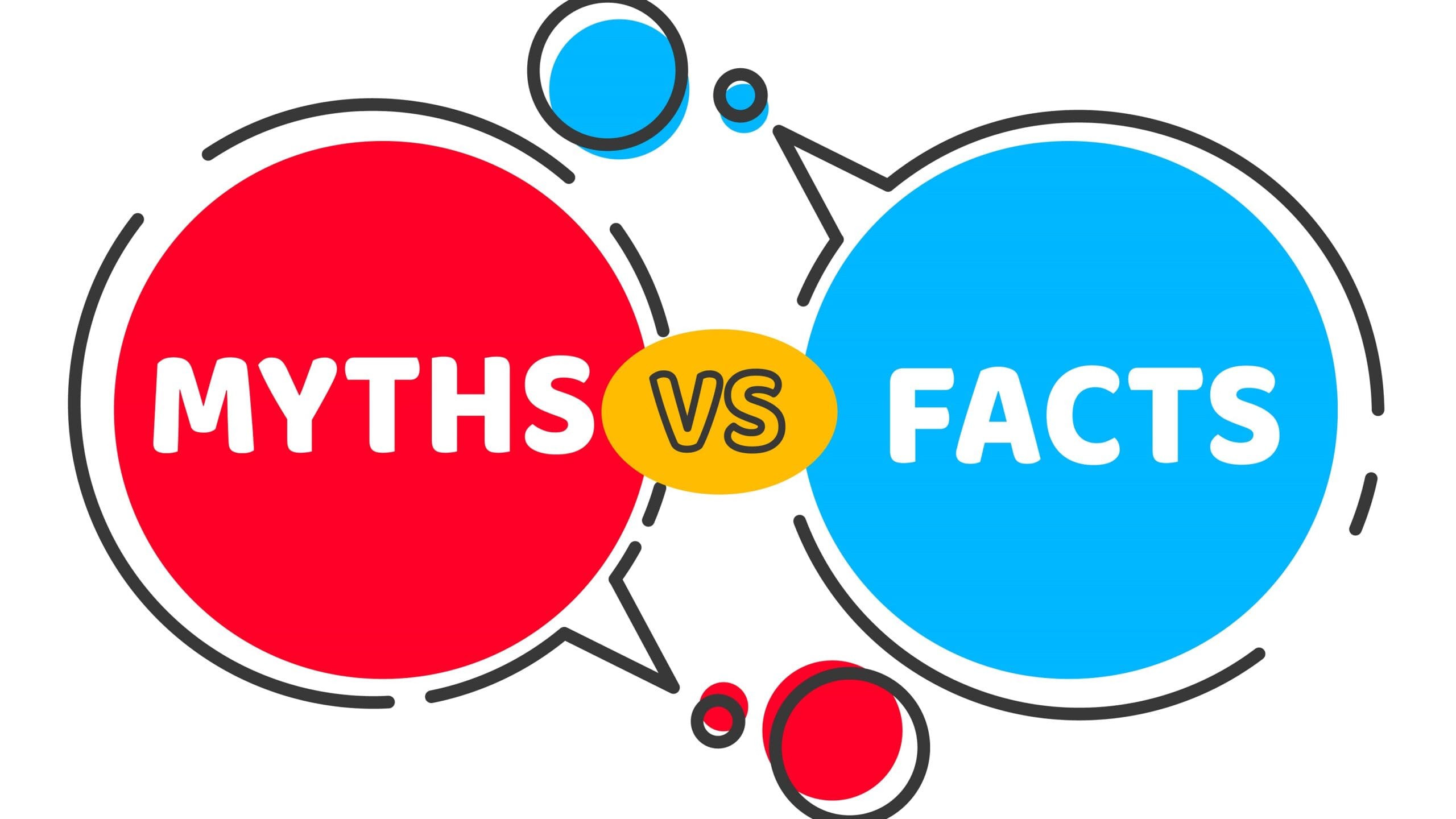 Myths vs facts icon with thin line speech bubbles