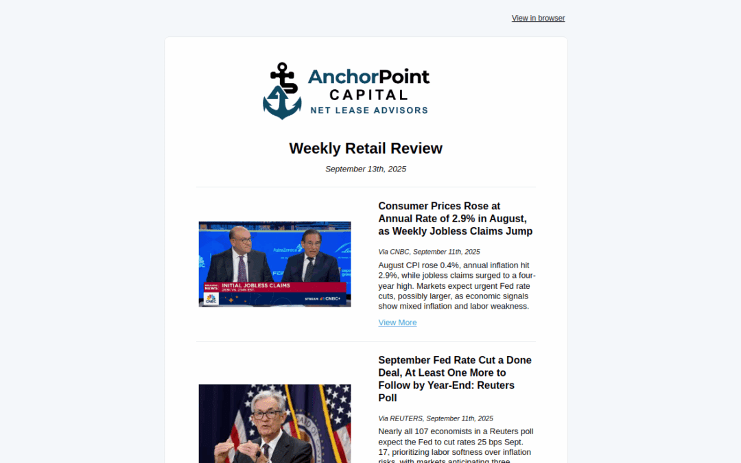 Weekly Retail Newsletter – September 13, 2025